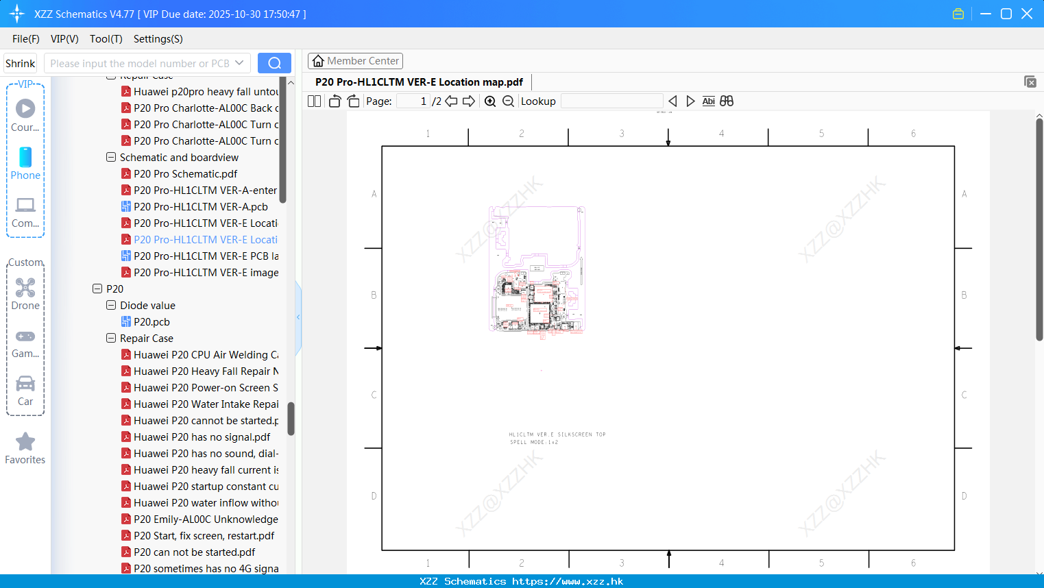 Huawei P20 Pro-HL1CLTM VER-E Location Map